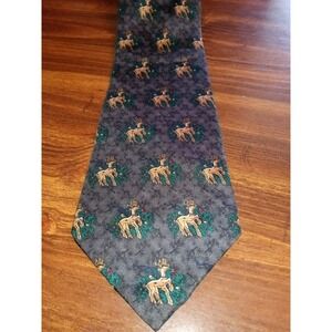 Rudolph the Red Nosed Reindeer Christmas Tie Black Holly Berry Holiday Necktie‎